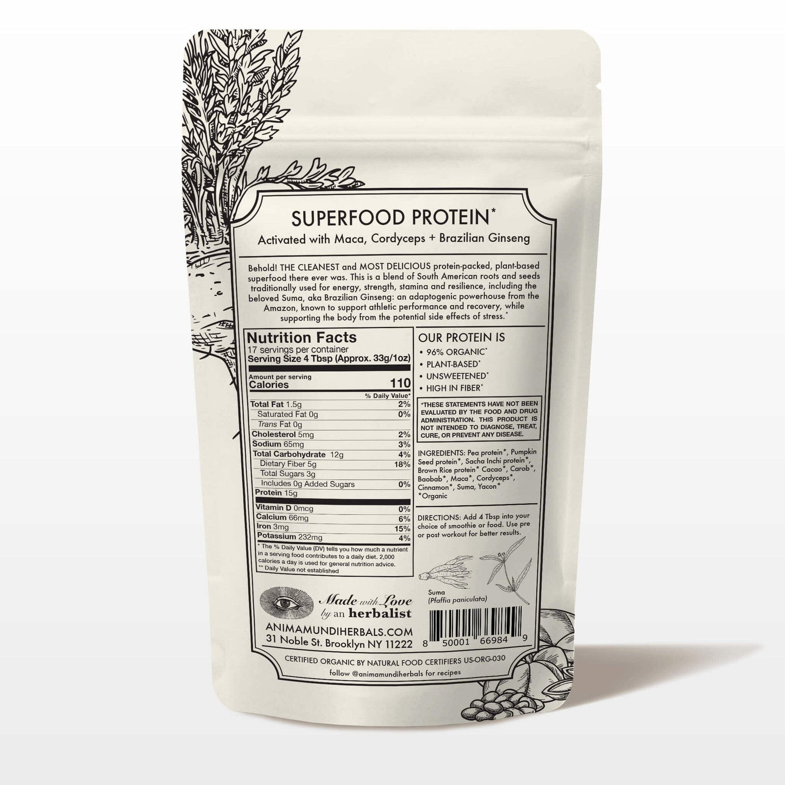 CHOCOLATE PROTEIN | Superfood Powder Anima Mundi Apothecary - Genuine Selection