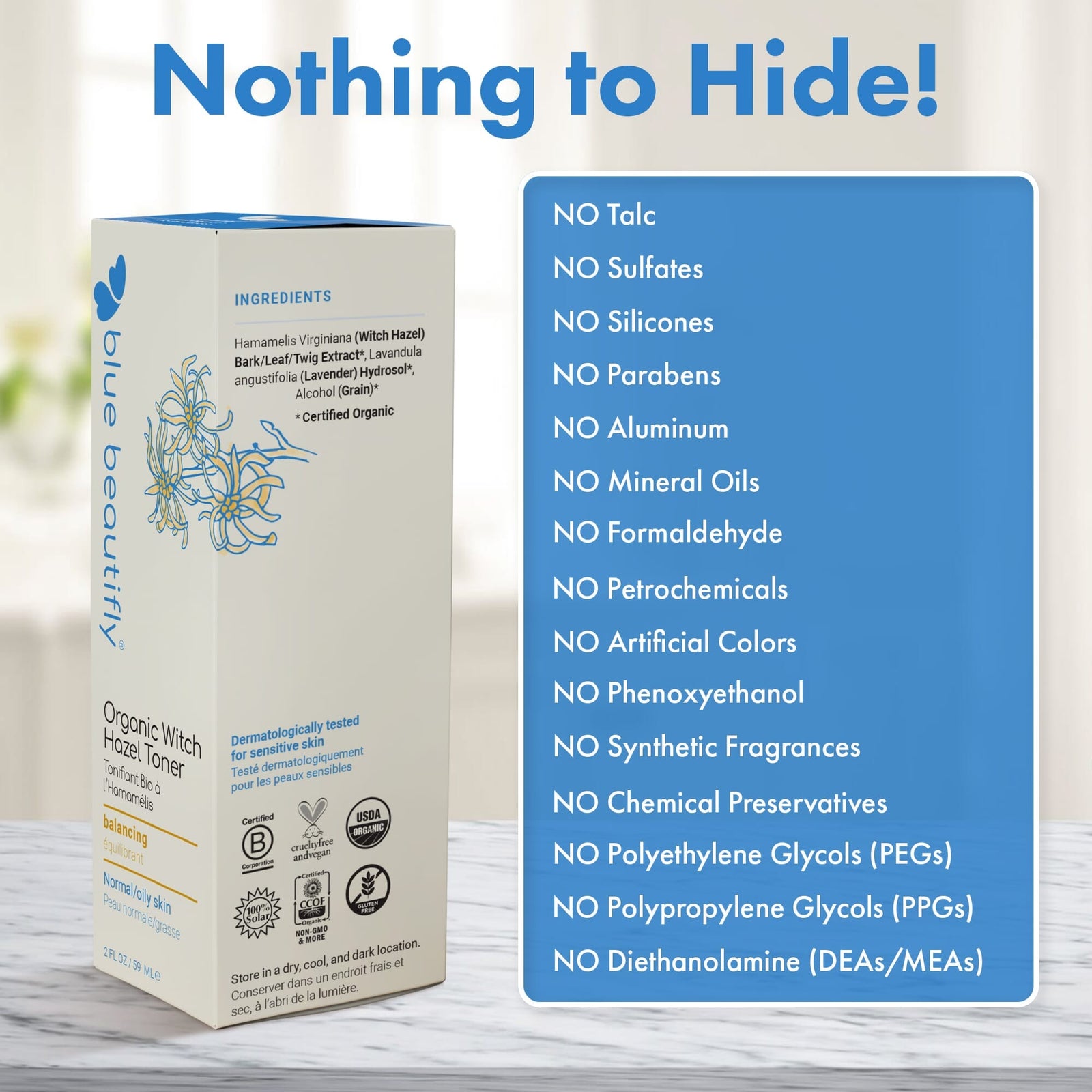 Organic Witch Hazel Toner Toner Blue Beautifly - Genuine Selection