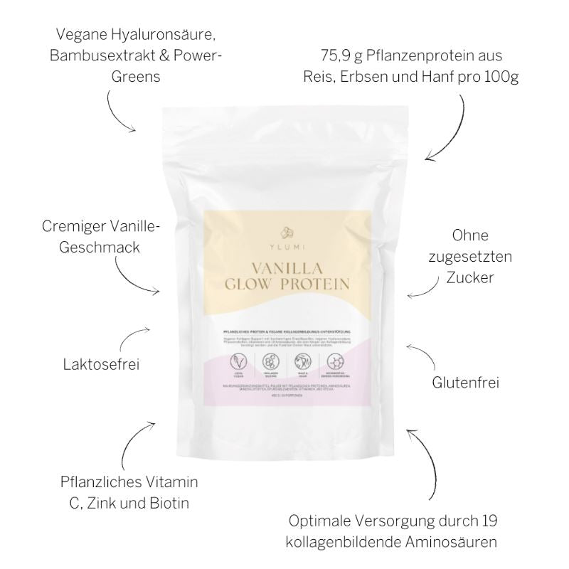 Vanilla Glow Protein Vitamine &amp; Nahrungsergänzungsmittel Ylumi - Genuine Selection