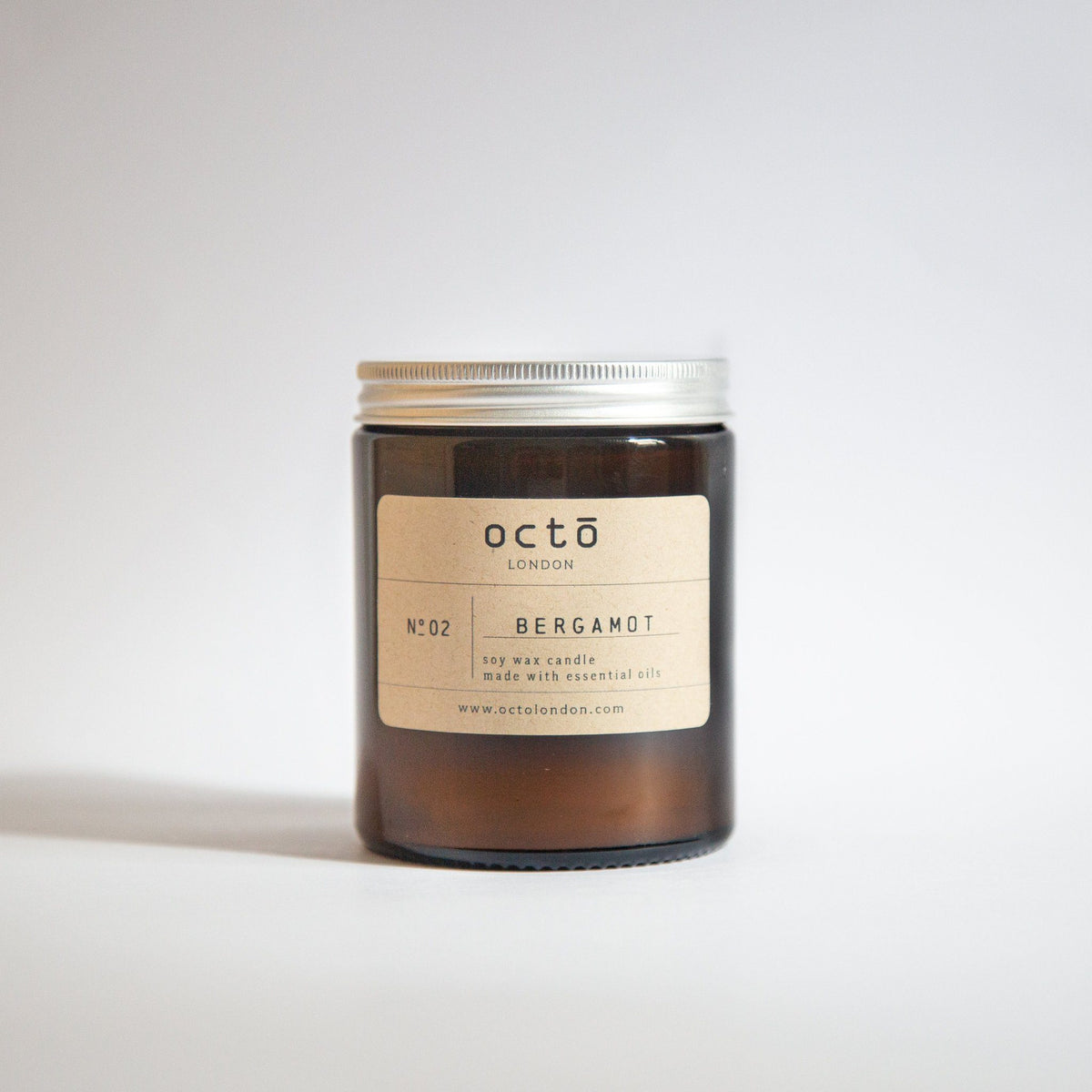Bergamot Candle Kerzen Octo London Medium 180ml - Amber Jar - Genuine Selection