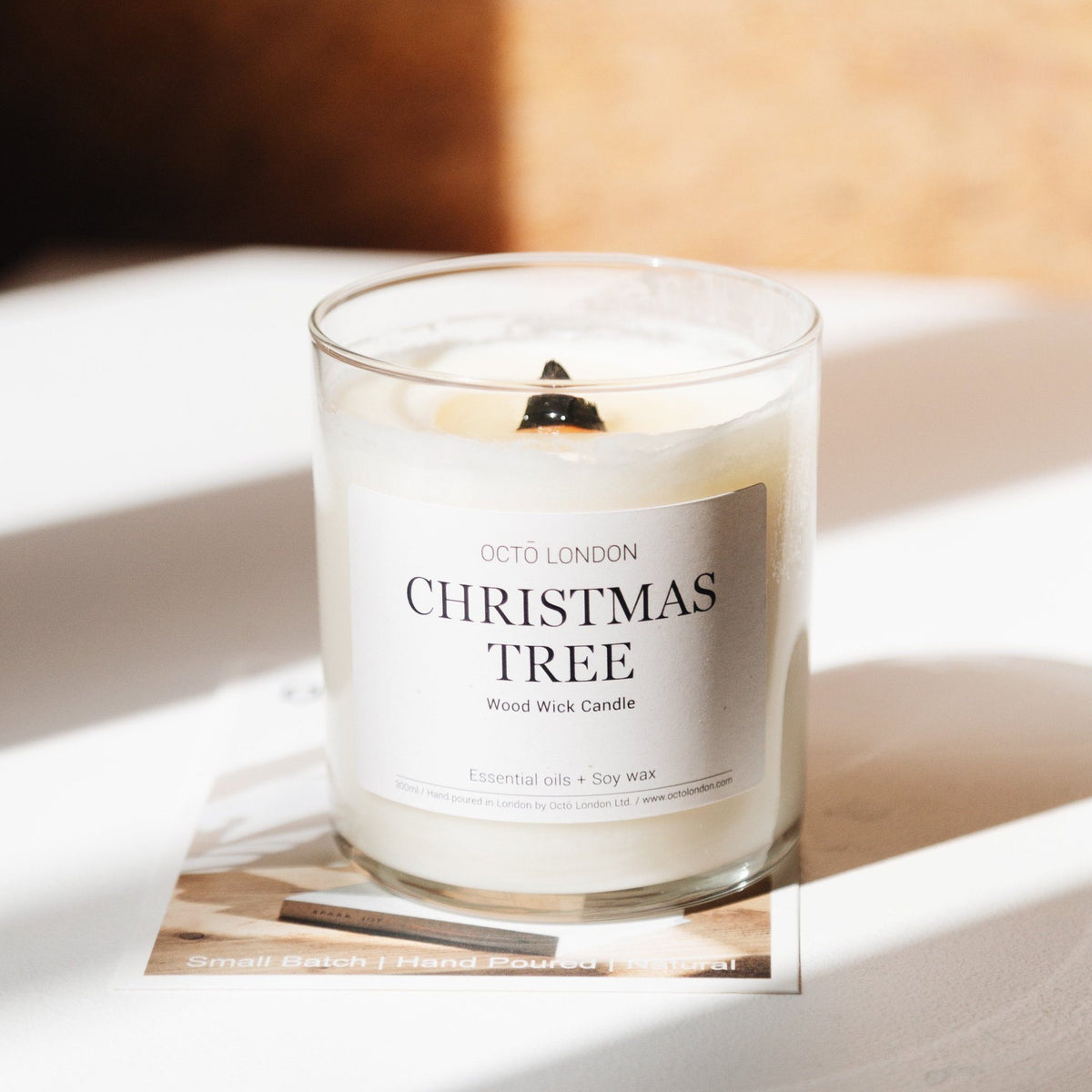 Christmas Tree Candle Kerzen Octo London Wood Wick 300ml - Clear Jar - Genuine Selection
