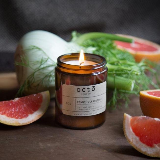 Fennel & Grapefruit Candle Kerzen Octo London Medium 180ml - Amber Jar - Genuine Selection