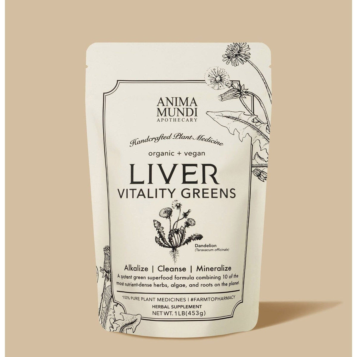 Liver Vitality: Daily Green Detox Nahrungsergänzungsmittel Anima Mundi Apothecary 453g - Genuine Selection