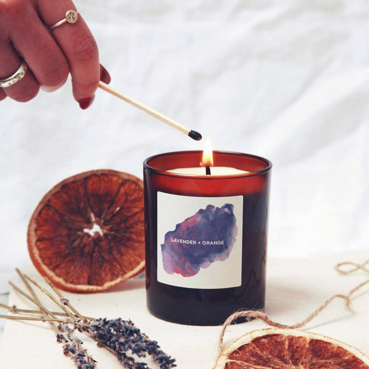 Luxury Amber - Lavender + Orange Aromatherapy Candle Kerzen Self Care Co. 200ml - Genuine Selection