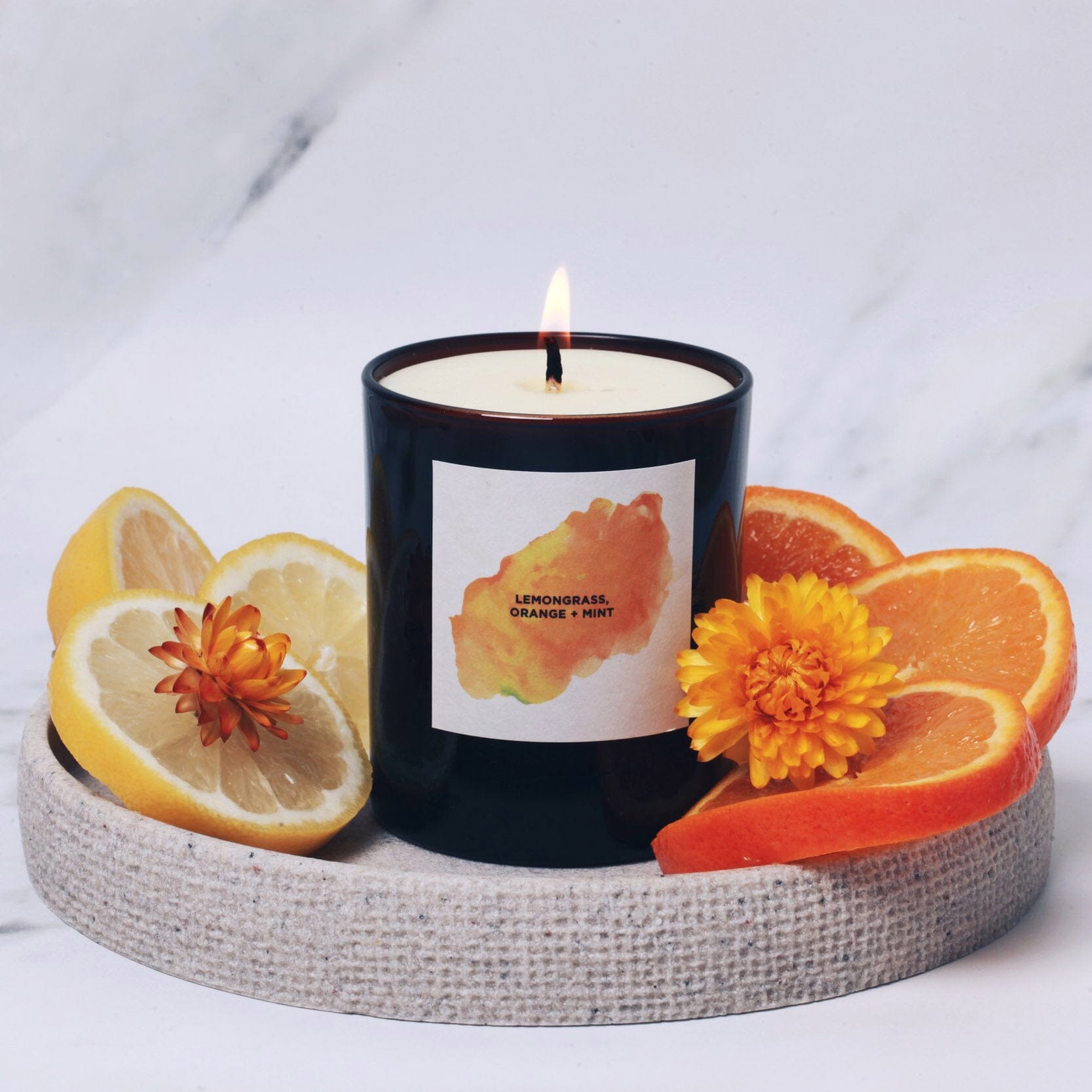 Luxury Amber - Lemongrass, Wild Orange, Mint Aromatherapy Candle Kerzen Self Care Co. - Genuine Selection