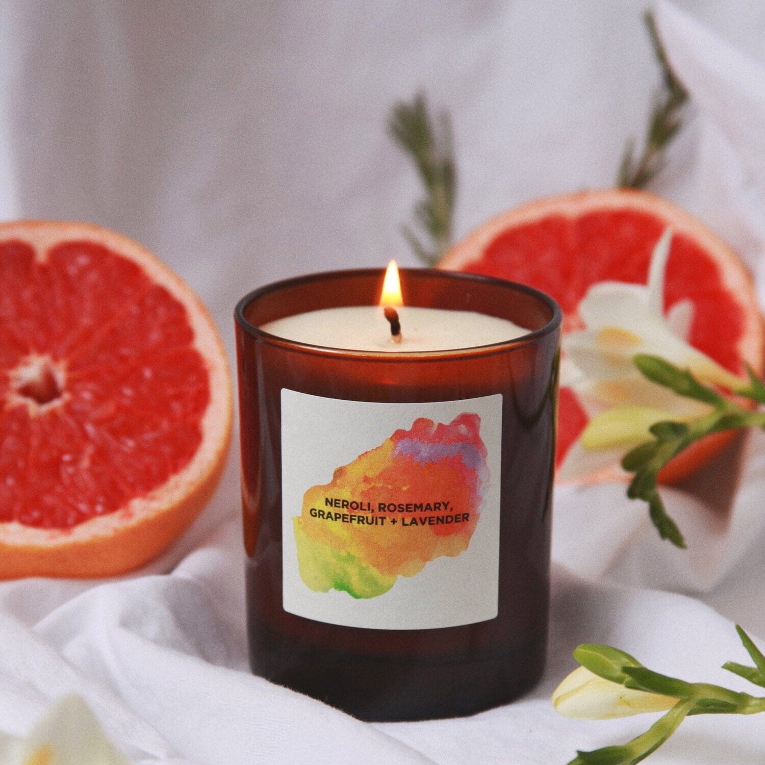 Luxury Amber - Neroli, Rosemary, Grapefruit + Lavender Aromatherapy Candle Kerzen Self Care Co. 200ml - Genuine Selection