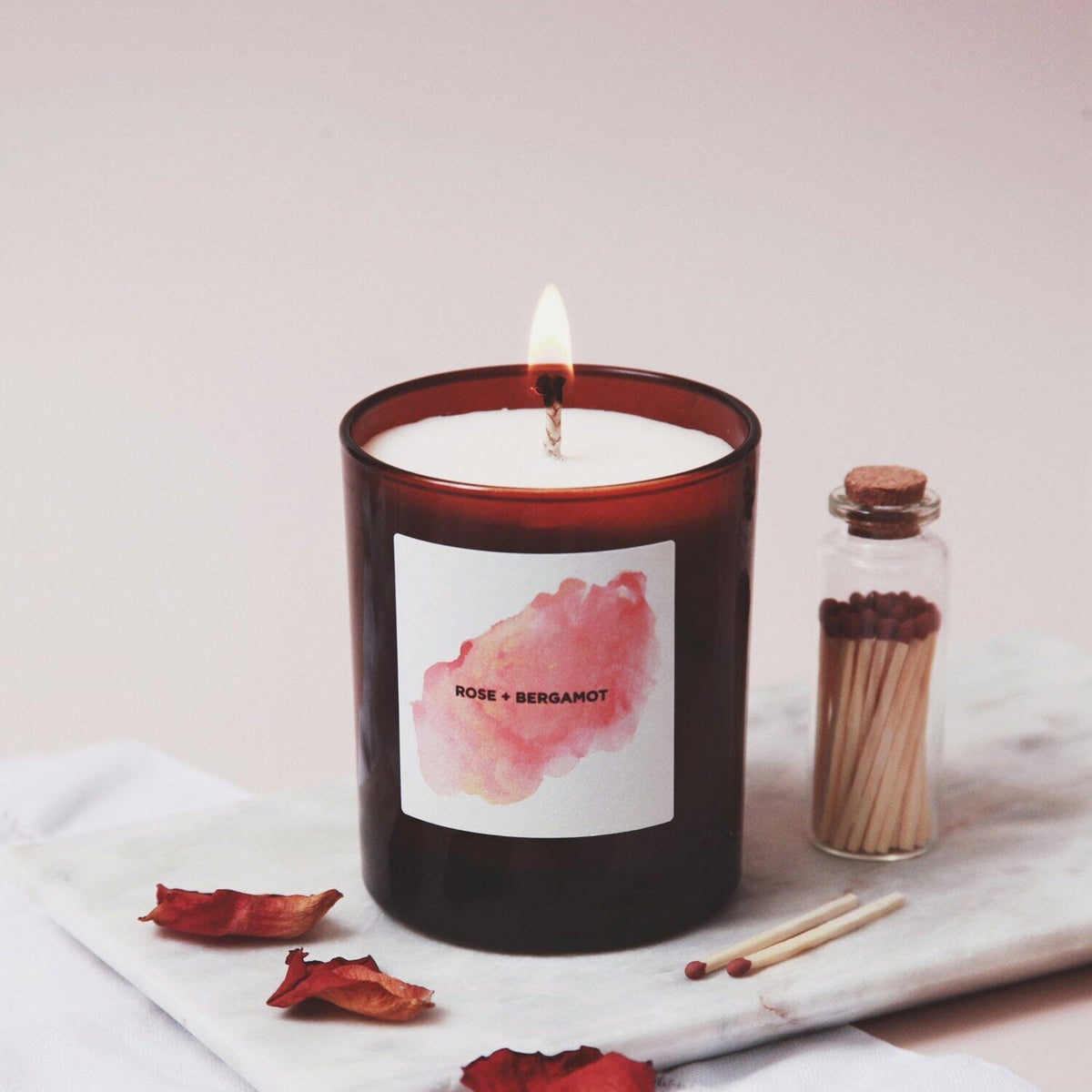 Luxury Amber - Rose + Bergamot Aromatherapy Candle Kerzen Self Care Co. 200ml - Genuine Selection