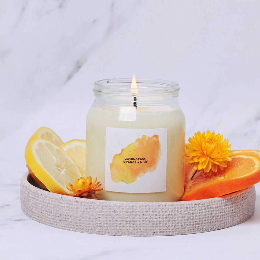 NEW BEGINNINGS - Lemongrass, Wild Orange, Mint Aromatherapy Candle Kerzen Self Care Co. - Genuine Selection