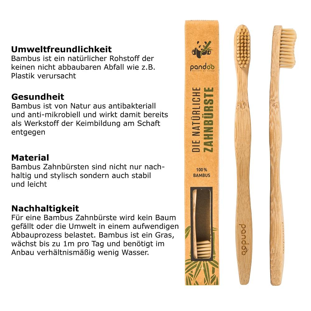 Zahnbürsten aus Bambus 4er Pack Zahnpflege Pandoo - Genuine Selection