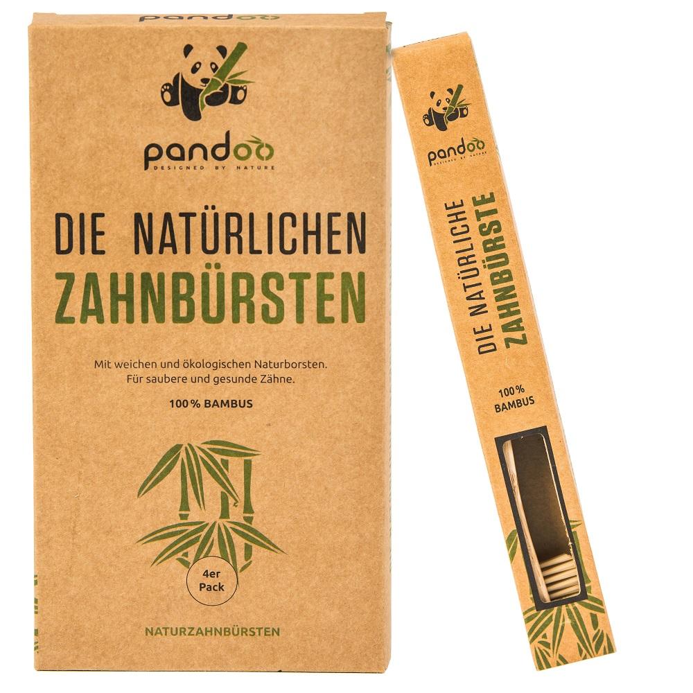Zahnbürsten aus Bambus 4er Pack Zahnpflege Pandoo - Genuine Selection